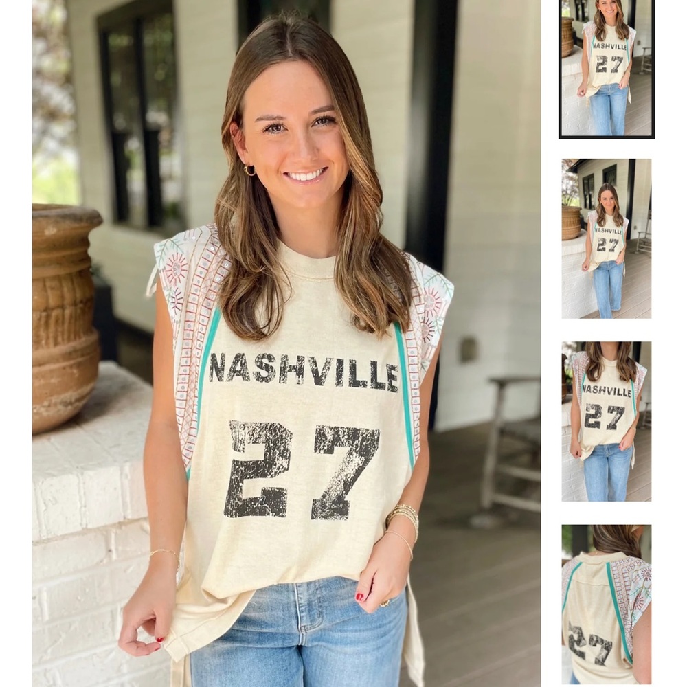 Blue velvet Nashville jersey top shirt sequin